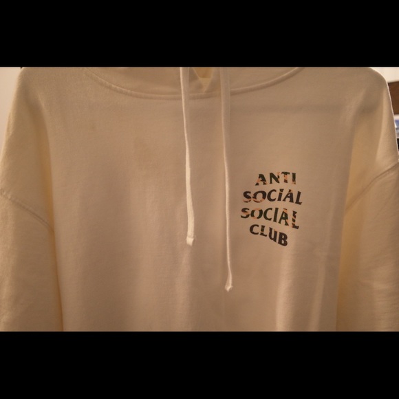 Anti Social Social Club White Hoodie ASSC woodland camo logo Woody - Picture 7 of 9
